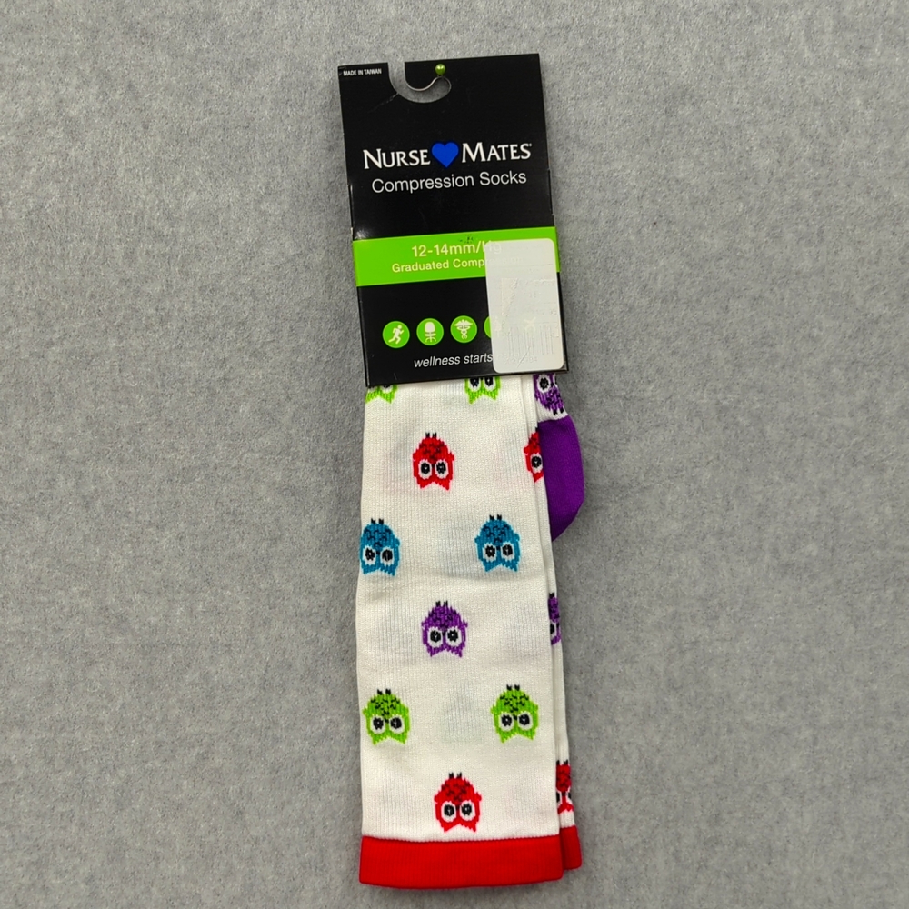 Nurse Mates compression socks 12-14mmHg 9-11 owl print